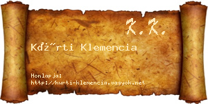 Kürti Klemencia névjegykártya